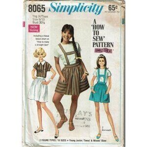 Simplicity Sewing Pattern 8065 Teen Skirt Suspende